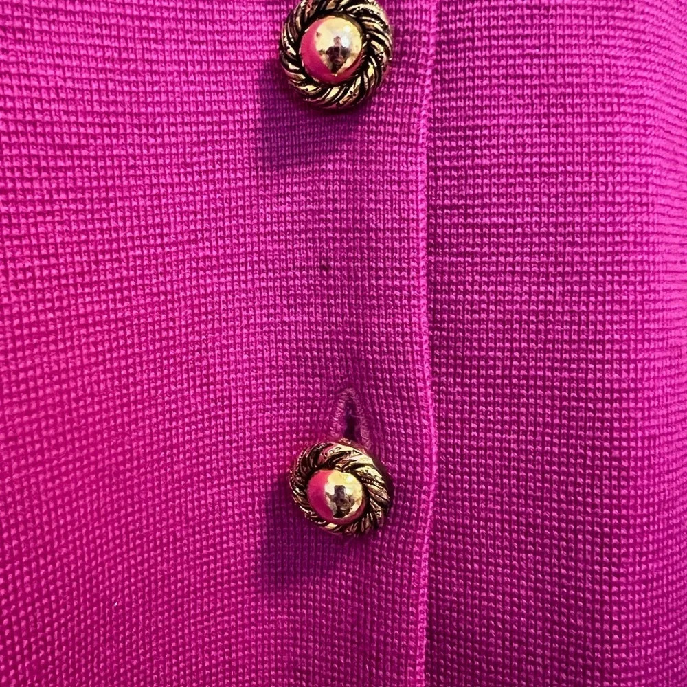 Jaegar vintage wool sweater round neck cardigan pink jacket gold buttons - Picture 3 of 12